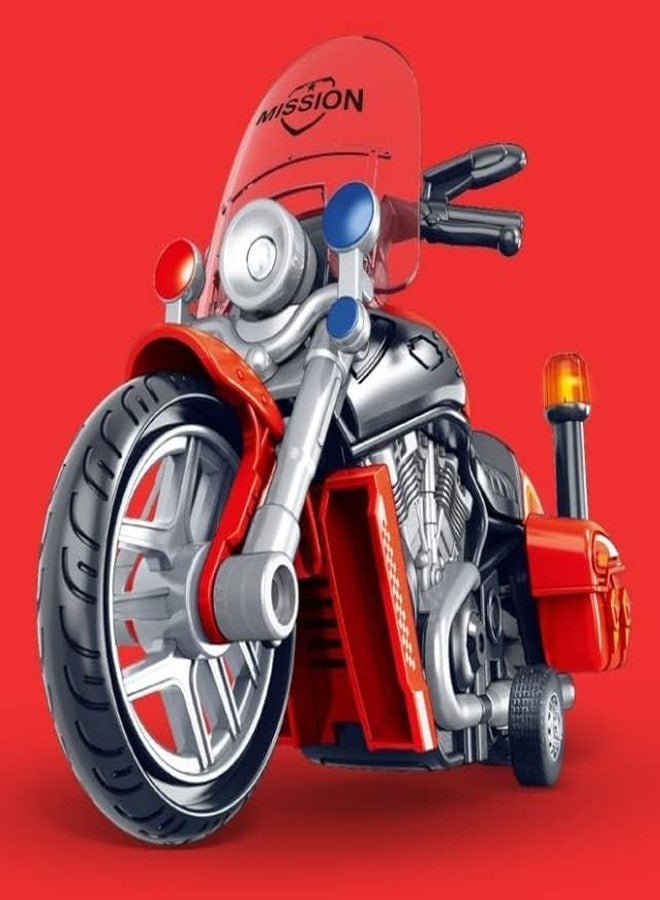 KENIRY لعبة دراجة نارية للشرطة من كينيري - ألعاب دراجات نارية تعمل بالسحب للخلف، هدية صغيرة مع موسيقى وإضاءة، لعبة دراجات نارية لاتيه للأطفال الأولاد من سن 3 إلى 8 سنوات [متعددة الألوان] (دراجة شرطة - أحمر) - Image 3